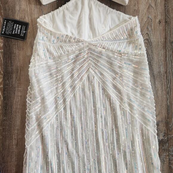 Retrofete Millie Dress in Geo White Sequin Size XS NWT Cutout Sleeveless Maxi - Picture 9 of 13